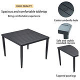 Outdoor Modern Dining Set, Chairs Sunbrella Cushioned And Dining Table With Umbrella Hole