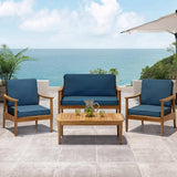Willowbrook Teak Brown 4-Piece Wood Outdoor Patio Conversation Seating Set