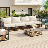 7-Piece Metal Patio Sectional Sofa Set with Water-Resistant Cushions - Modern