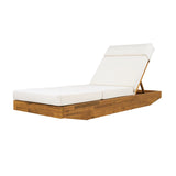 Modern Acacia Wood Outdoor Chaise Lounge