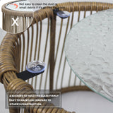 6PCS Outdoor Patio Balcony Natural Color Wicker Sofa Chair Set with Beige Cushion,Round Tempered Glass Table