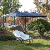 14.8 Ft Double Sided Outdoor Umbrella Rectangular Large with Crank (Navy Blue) (No Base)