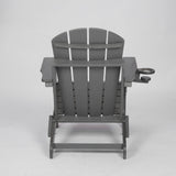 HDPE Folding Adirondack Chair with Dual Cup Holder - Gray
