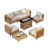 K&K 8-Piece Patio Furniture Set with Fire Pit Table