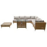 K&K 8-Piece Patio Furniture Set with Fire Pit Table
