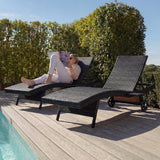 Patio Wicker Chaise Lounge Chairs Set of 2
