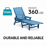 HDPE Chaise Lounge Chair Outdoor, Pool Lounge Chairs with 4-Position Adjustable Backrest, Supports Up to 360 LBS for Patio Poolside Deck Beach Backyard (blue)