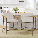 Mid Century Modern Counter Stool Set With Iron Frame