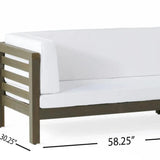 OANA Outdoor Wooden Sectional Set with Cushions, White
