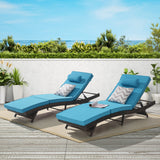 Outdoor Wicker Chaise Reclining Chair Set of 2