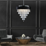 18-inch Modern Crystal Chandelier with Black Velvet Shade