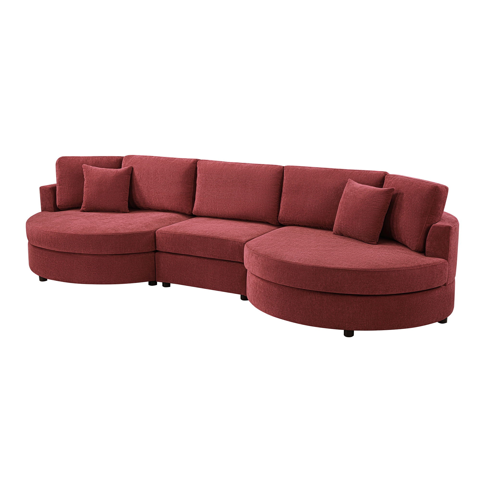Modern 3 Seater Upholstered Sofa With Curved Design
