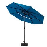 Aluminium 10ft 3 Tier Auto-tilt Outdoor Patio Umbrella - Dark Blue