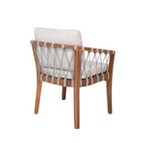 Outdoor Dining Chairs Set for 2, Acacia Wood Frame with Teak Finish