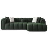 Beatrice Modern Tufted Dark Sectional with Channel Detailing - Dark Boucle