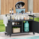 K&K 54.5" Outdoor Kitchen Island with Stainless Steel Tabletop