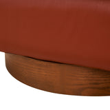 Tessa Caramel Top Grain Leather Swivel Chair with Wood Base