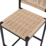 Kitchen Bar Stools with Footrest Set of 2 Paper Rope Weave Dining Chairs