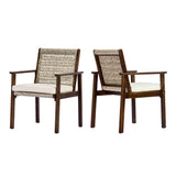 Outdoor Dining Chair Set with Acacia Wood & Wicker Rattan