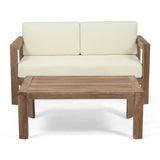 2 Piece Patio Set With Open-Back Loveseat And Coffee Table - Beige / Brown