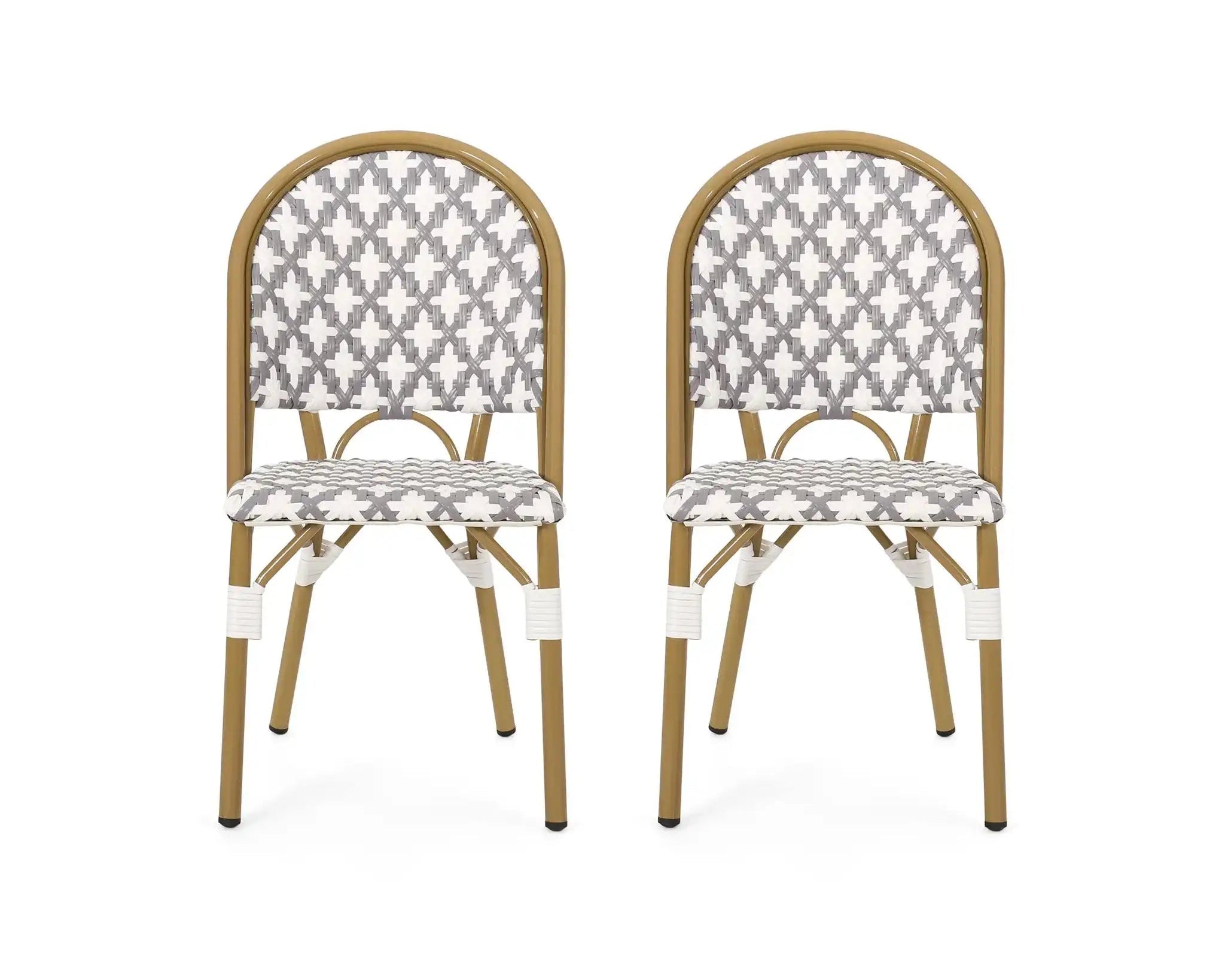 Chic French Bistro Chair With Durable Rattan And Aluminum Frame