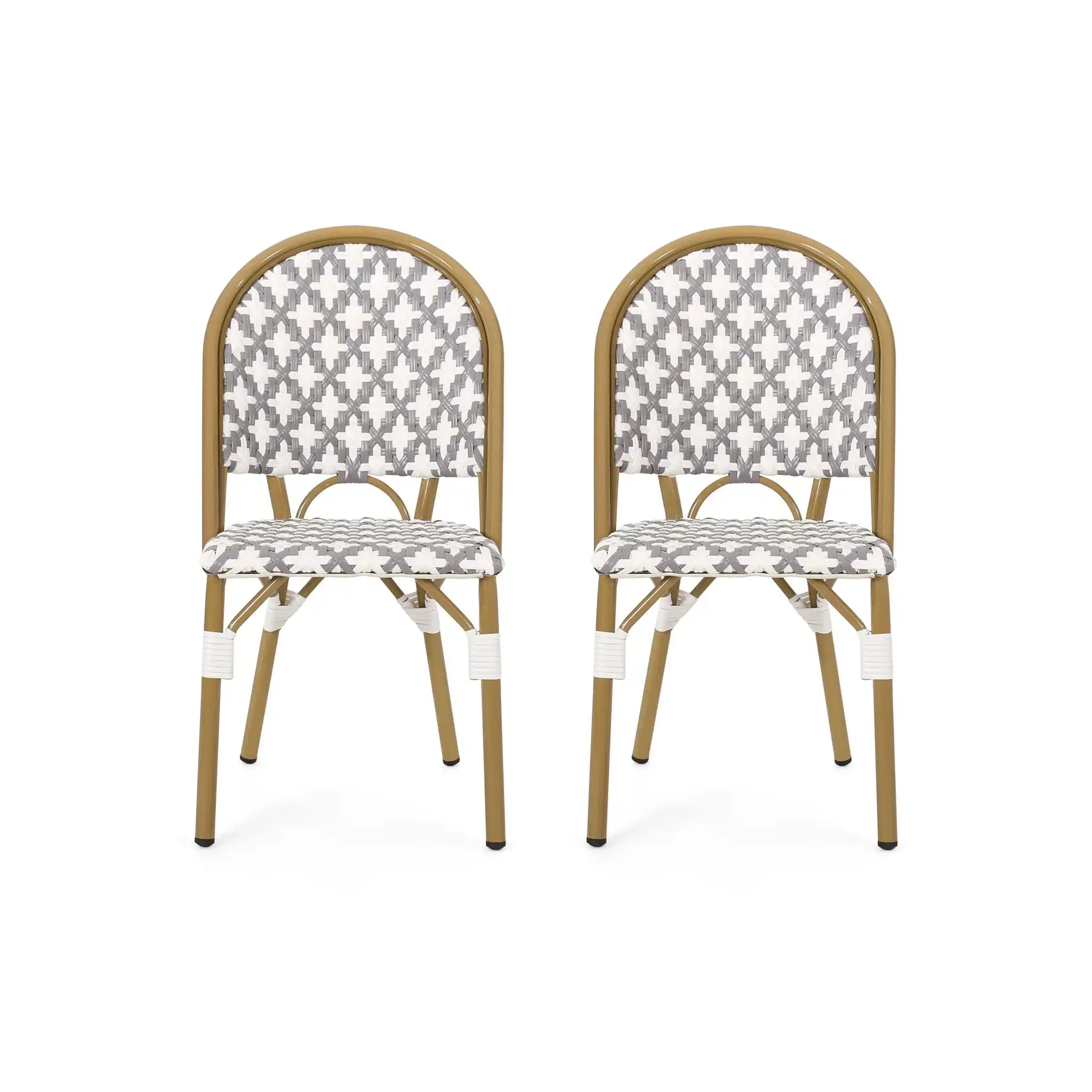 Chic French Bistro Chair With Durable Rattan And Aluminum Frame