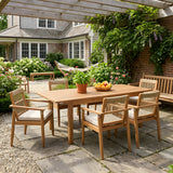7 Pieces Acacia Wood Outdoor Dining Set with Cushions