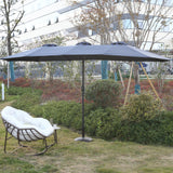 14.8 Ft Double Sided Outdoor Umbrella Rectangular Large with Crank (Navy Blue) (No Base)