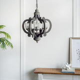 Farmhouse Chandelier, 6 Light Wood Chandelier Pendant Light Fixture With Adjustable Chain For Dining Room Living Room Entryway, Bulb Not Included