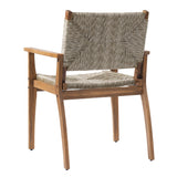 Durable Outdoor Dining Chair with Acacia Wood Frame, Handwoven Wicker Seat, Brown Finish, Patio Garden Furniture, (Compatible with Matching Table) Set of 2