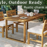 U_STYLE Farmhouse 5-Piece Outdoor Patio Dining Set with Adjustable Legs