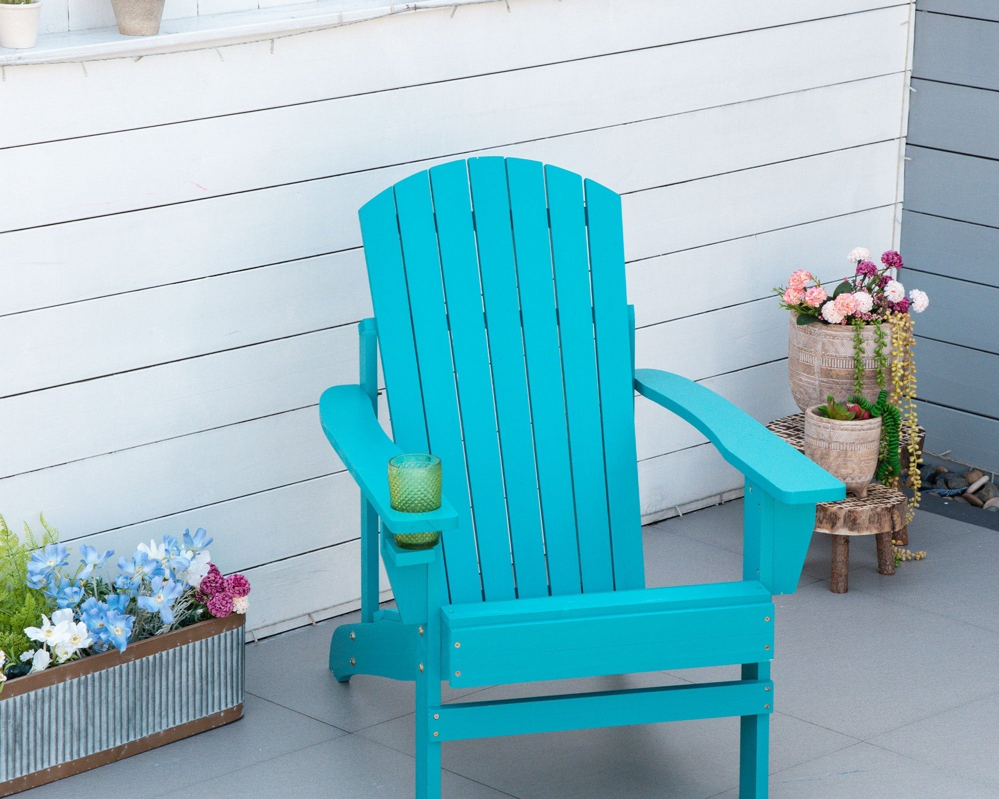 Classic Wood Adirondack Chair with Cupholder