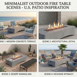 56' Propane Fire Pit Table - Rectangular Outdoor Gas Fire Pit