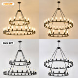 52 Inch Black Wagon Wheel Chandelier, 36-Lights