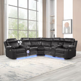 Power Reclining Sectional Sofa with Bluetooth Speakers – Black, Dark Gray, Beige