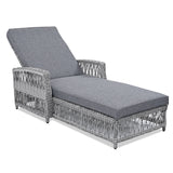 GO Outdoor Long Reclining Chaise with Armrests and Cushions