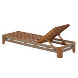Acacia Wood Outdoor Chaise Lounge with Adjustable Backrest