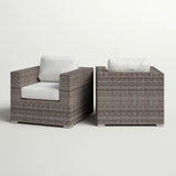Grade - Club Patio Chair With Sunbrella Cushions (Set of 2) - Gray Mix / White