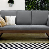TOPMAX Outdoor Adjustable Patio Wooden Daybed Sofa Chaise Lounge with Cushions