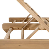 Light Teak Finish Acacia Wood Double Chaise Lounger