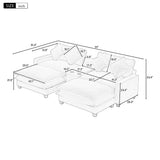 Modern Sectional Sofa With Removable Ottomans, USB Ports