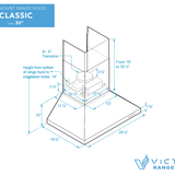 30 Inch 600 CFM Wall Mount Range Hood - VICTORY Classic