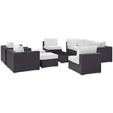 Patio Elegance Outdoor Sectional Set - 10-Piece Convene Lounge Set by Modway