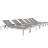 Shore Outdoor Patio Aluminum Chaise Set of 6 by Modway