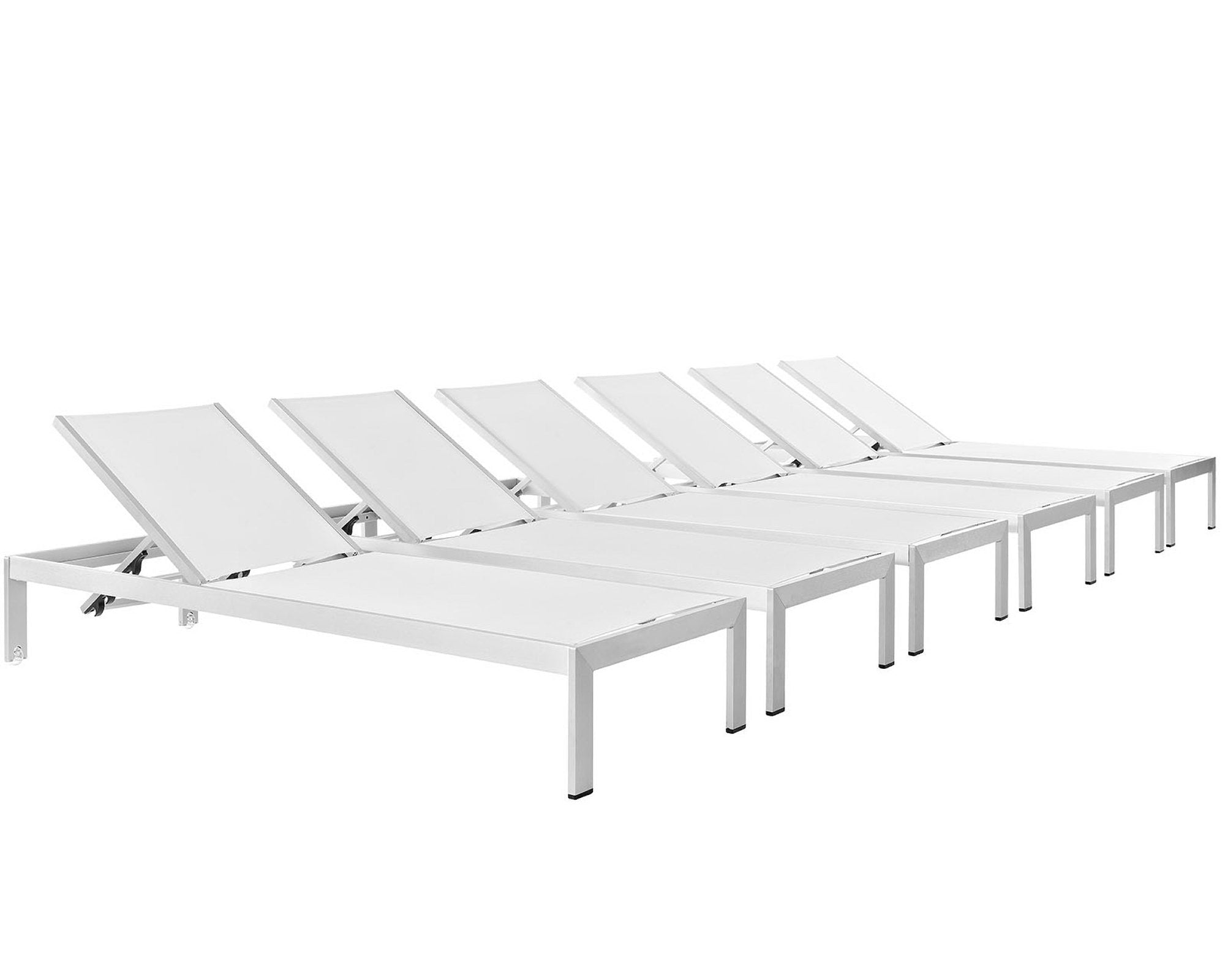 Shore Outdoor Patio Aluminum Chaise Set of 6 by Modway