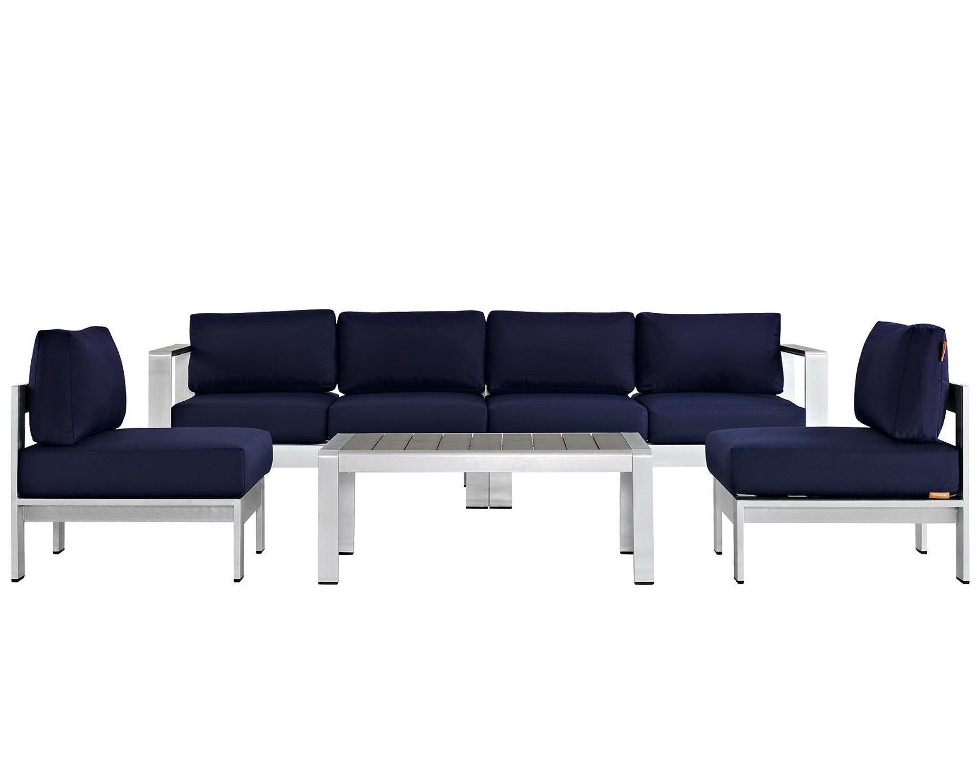 Shore 5 Piece Outdoor Patio Aluminum Sectional Sofa Set by Modway