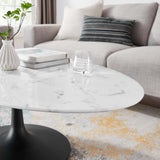 Lippa 48" Oval Faux Marble Coffee Table by Modway