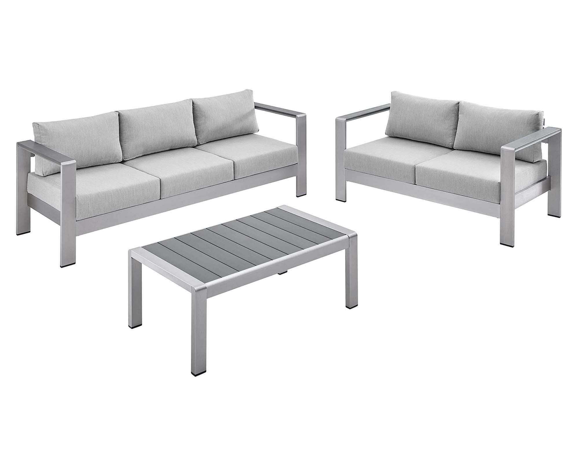 Shore 3 Piece Sunbrella Fabric Outdoor Patio Aluminum Set by Modway
