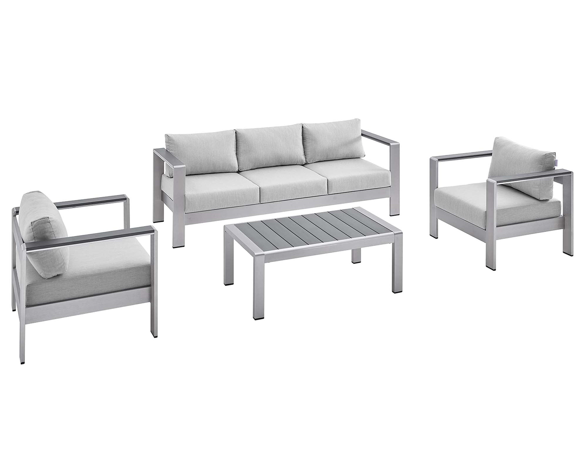 Shore 4 Piece Sunbrella Fabric Outdoor Patio Aluminum Set by Modway