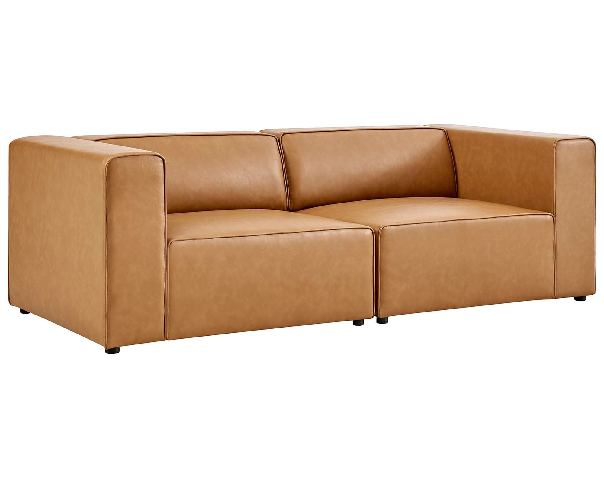 Mingle 2-Piece Vegan Leather Sectional Sofa Loveseat by Modway